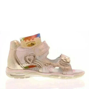 NEW NIB RenBut Made In Poland Girls Golden Leather Sandals SZ 7.5US 24EU Toddler